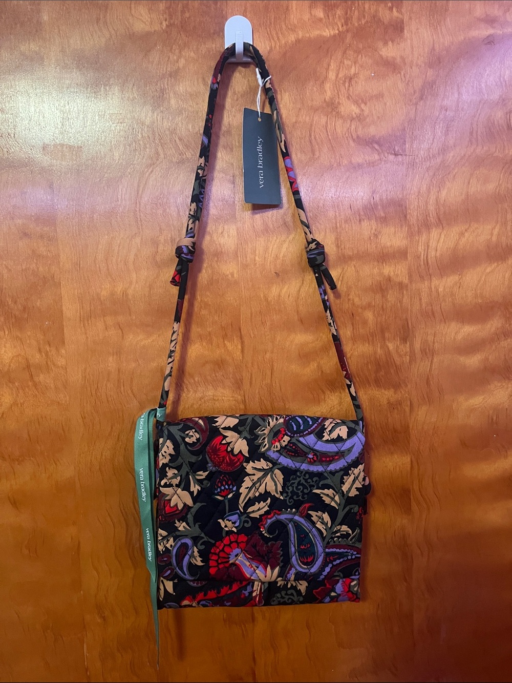 Vera Bradley Black Paisley Crossbody with Red and Purple Accents